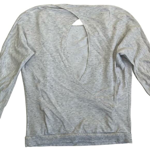 Alo Yoga Sz S Petite Cowl Neck Open Back Pullover Sweatshirt Speckled Grey - Picture 12 of 14